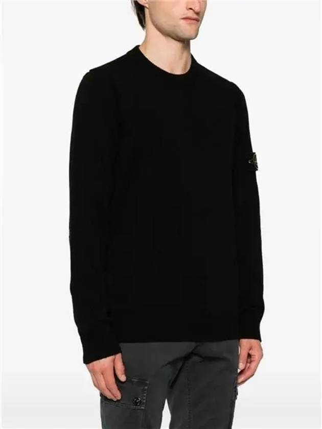 Logo Patch Lambswool Crewneck Knit Top Black - STONE ISLAND - BALAAN 10