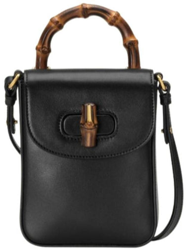 Bamboo Leather Mini Bag Black - GUCCI - BALAAN 1