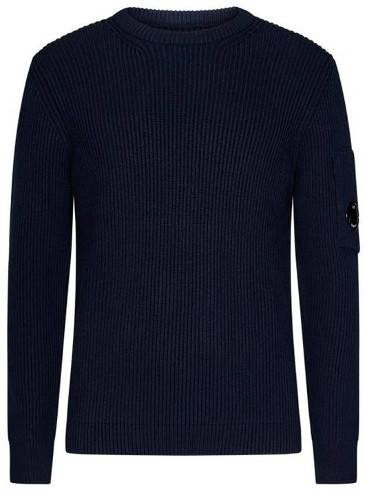 Men's Lens Detail Crew Neck Knit Top Navy - CP COMPANY - BALAAN 1