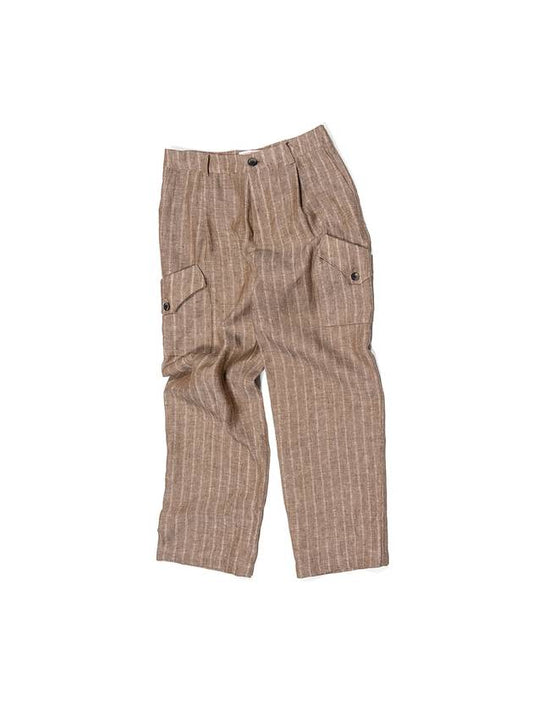 Men's Linen Cargo Pants Brown I2SP01BR - IOEDLE - BALAAN 1