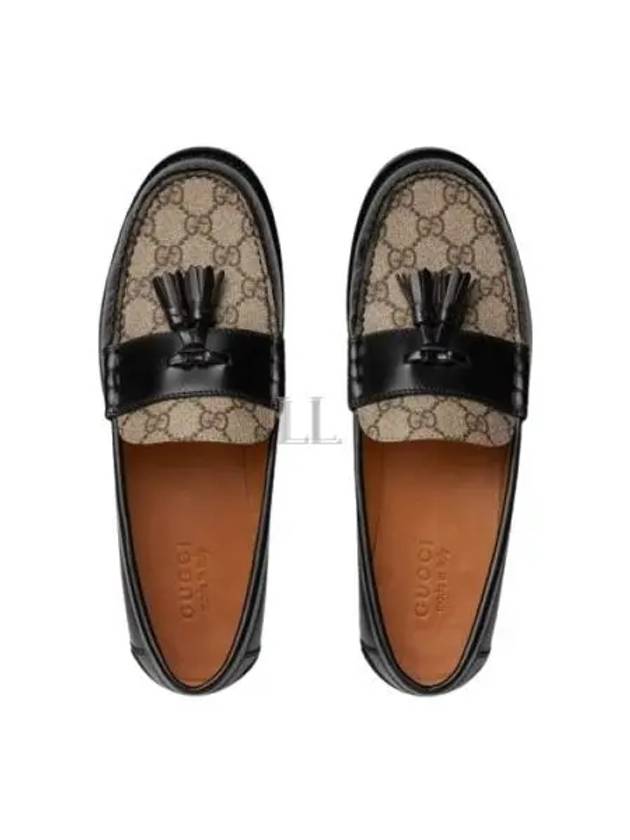 Tassel GG Supreme Canvas Leather Loafers Black - GUCCI - BALAAN 2