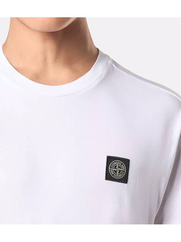 Logo Patch Short Sleeve T-Shirt White - STONE ISLAND - BALAAN 4