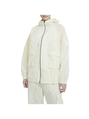 Women's Icon Crush Canvas Hooded Jacket Cocoa Lemon - NIKE - BALAAN 1