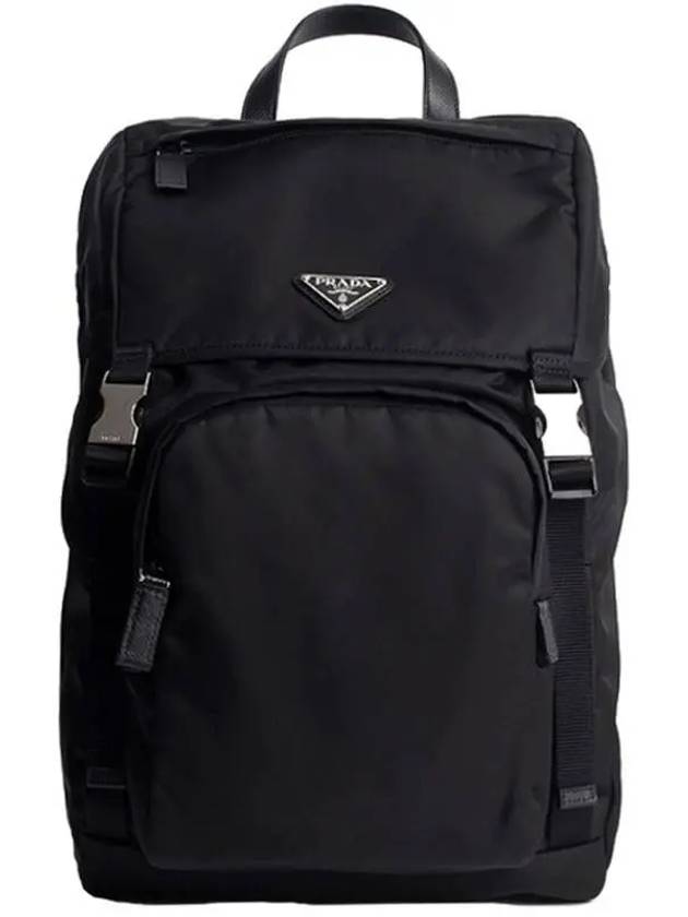 Re-Nylon Saffiano Leather Backpack Black - PRADA - BALAAN 2