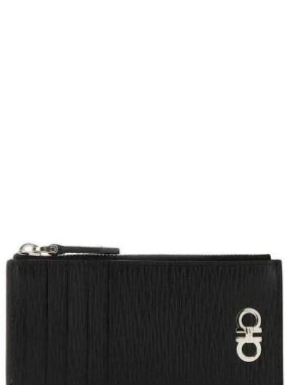 Gancini Zipper Card Wallet Black - SALVATORE FERRAGAMO - BALAAN 2