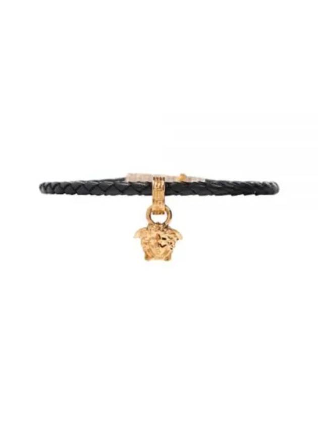 Medusa Charm Leather Knot Bracelet Black - VERSACE - BALAAN 2