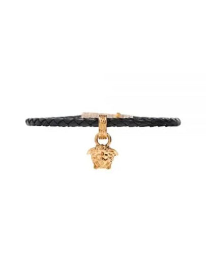 Medusa Charm Leather Knot Bracelet Black - VERSACE - BALAAN 2