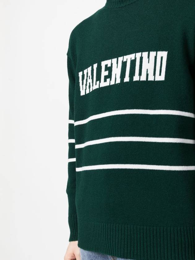 Men's Logo Crew Neck Knit Top Green - VALENTINO - BALAAN 5