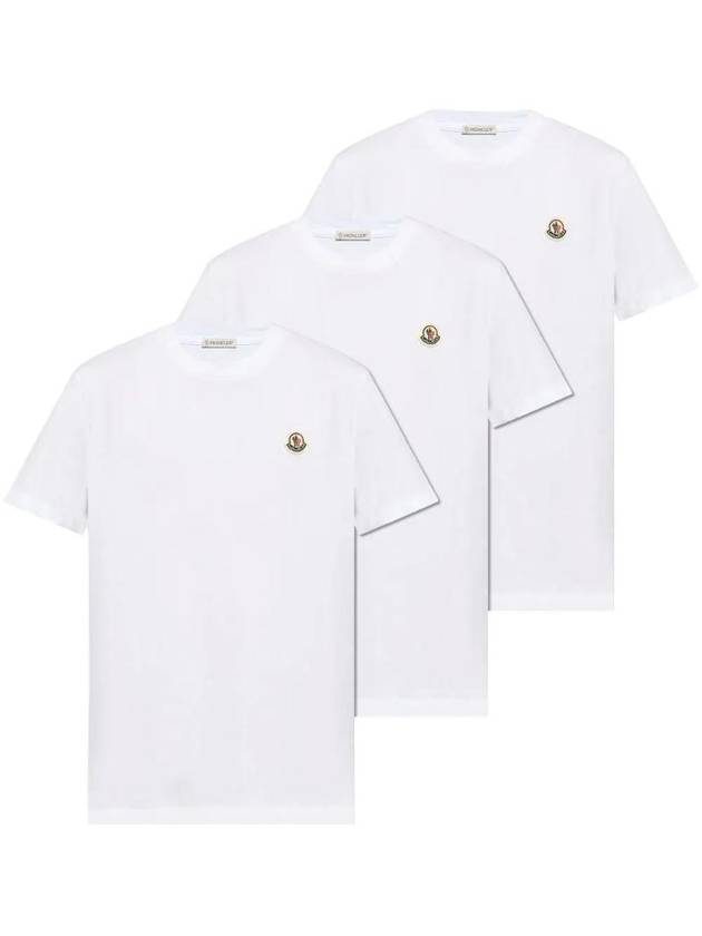 Logo Applique Short Sleeve T-Shirt 3 Pack Set White - MONCLER - BALAAN 1