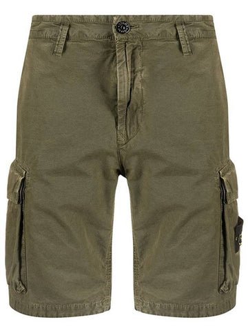 Men's Wappen Cotton Bermuda Cargo Shorts Khaki - STONE ISLAND - BALAAN 1