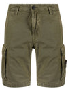 Men's Wappen Cotton Bermuda Cargo Shorts Khaki - STONE ISLAND - BALAAN 1