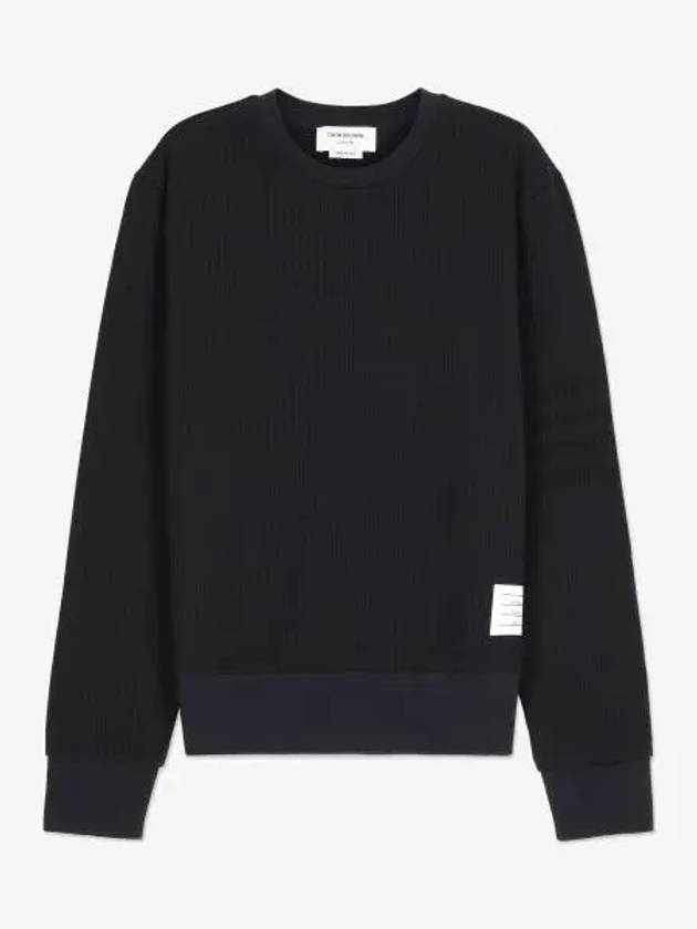 Seersucker Loopback 4 Bar Crew Neck Sweatshirt Navy - THOM BROWNE - BALAAN 2