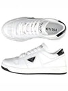 Downtown Triagle Logo Leather Low Top Sneakers White - PRADA - BALAAN 2