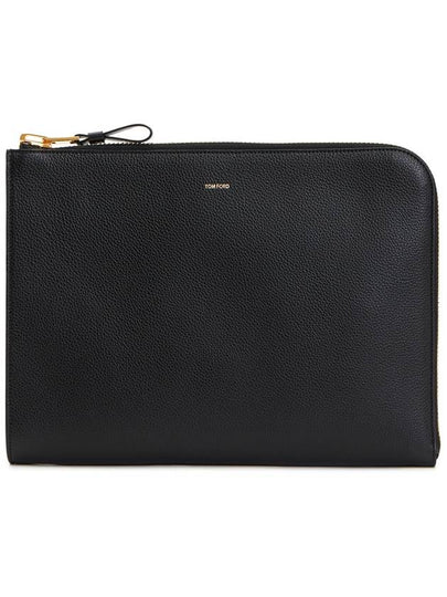 Logo Grain Leather Buckley Clutch Bag Black - TOM FORD - BALAAN 2