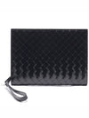 Intrecciato Brushed Strap Clutch Bag Black - BOTTEGA VENETA - BALAAN 2