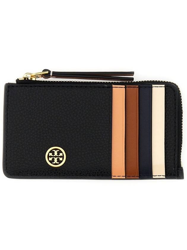 Robinson Logo Embellished Leather Card Wallet Black - TORY BURCH - BALAAN 2