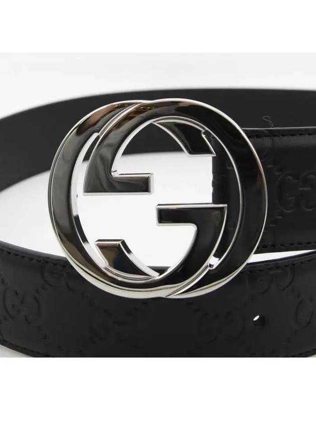 Men's Interlocking G Signature Leather Belt Black - GUCCI - BALAAN 3