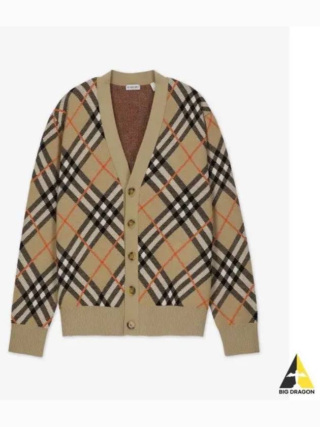 Check Wool Mohair Blend Cardigan Sand - BURBERRY - BALAAN 2