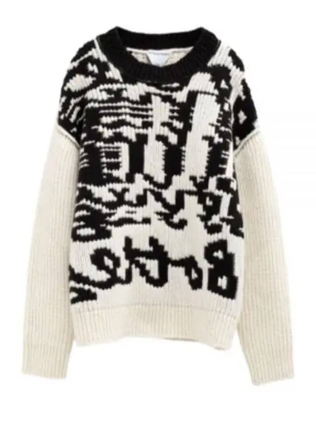 Crew Neck Graphic Wool Knit Top Ivory - BOTTEGA VENETA - BALAAN 2