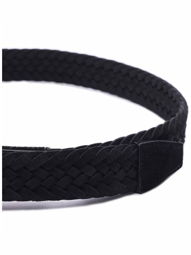 Woven Suede Buckle Leather Belt Black - TOD'S - BALAAN 6