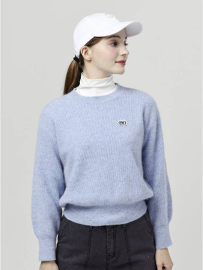 Doyou Know MC Women s Angora Blend Loose Fit Pastel Blue Round Knit DO6242KT21 - DOYOUKNOWMC GOLF WEAR - BALAAN 2