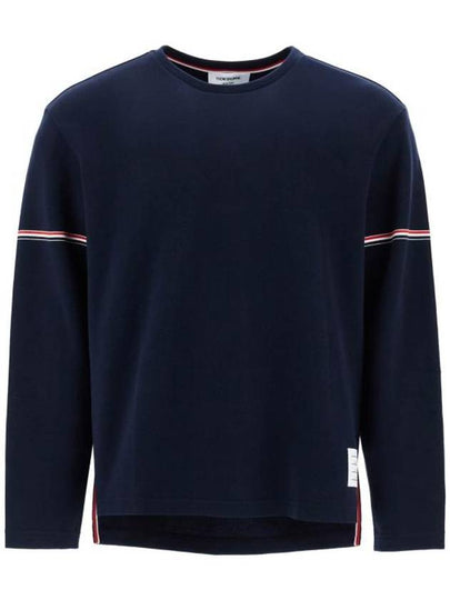 Cotton Rugby Long Sleeve T-Shirt Navy - THOM BROWNE - BALAAN 2