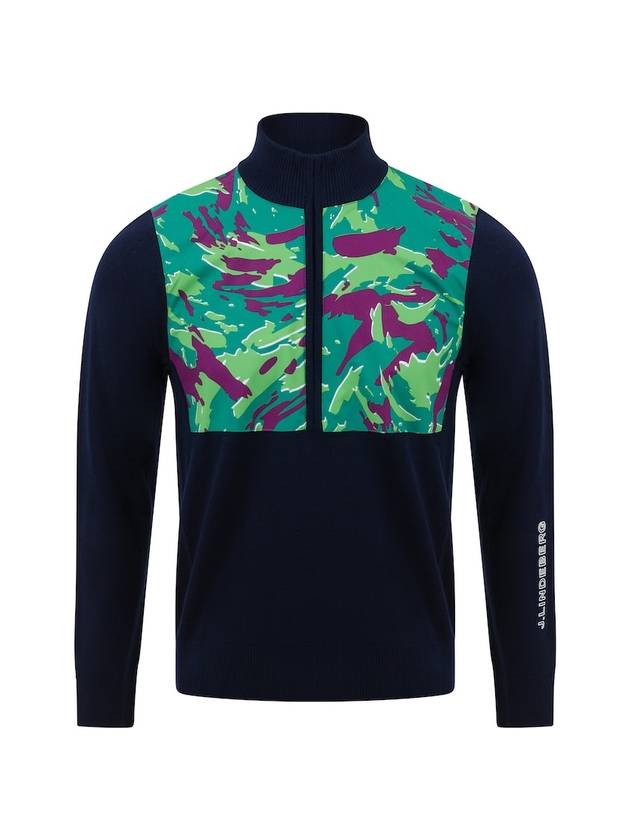 Hybrid Half Zip Knit Top Green Navy - J.LINDEBERG - BALAAN 1