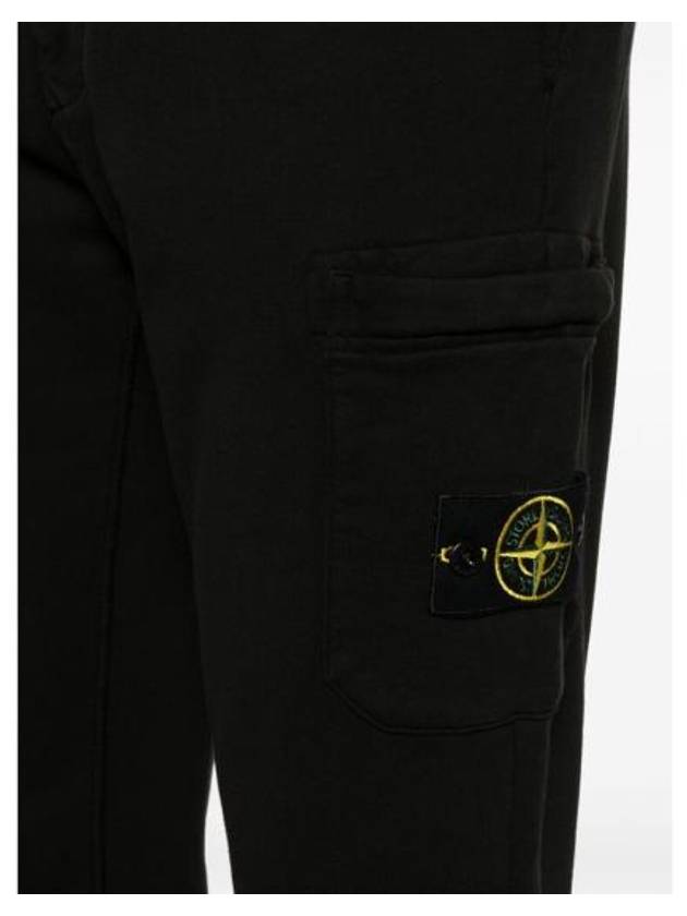 Cotton Fleece Cargo Truck Pants Black - STONE ISLAND - BALAAN 3