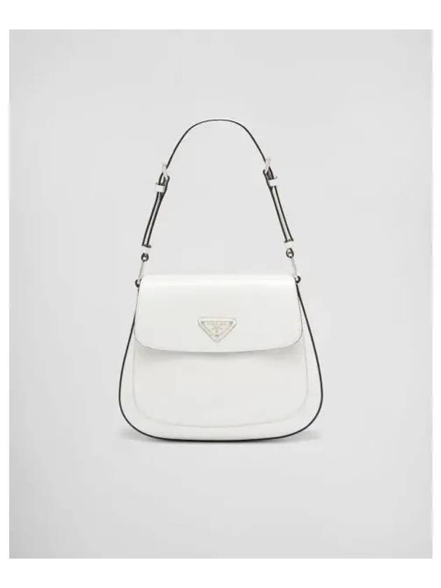 Cleo Brushed Leather Flap Shoulder Bag White - PRADA - BALAAN 2