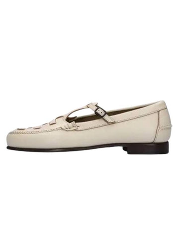 Women's Maqueda Interwoven T-Bar Strap Moccasin Loafer White - HEREU - BALAAN 1