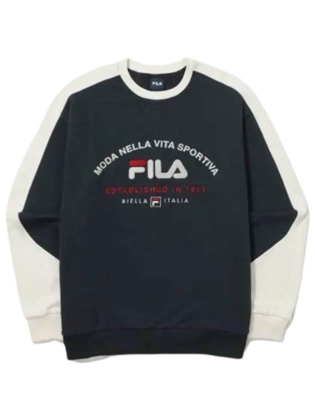 Color Block Logo Sweatshirt Indigo - FILA - BALAAN 1