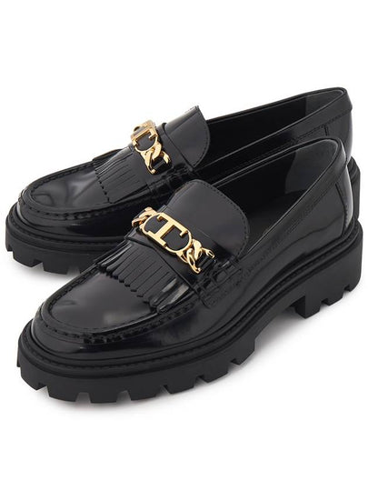 Leather Fringe Loafers Black - TOD'S - BALAAN 2