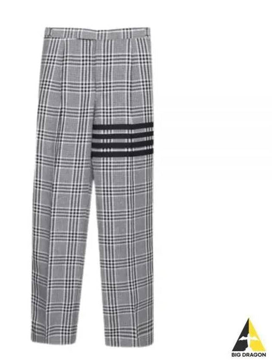 4 Bar Tartan Check Linen Slacks Grey - THOM BROWNE - BALAAN 2