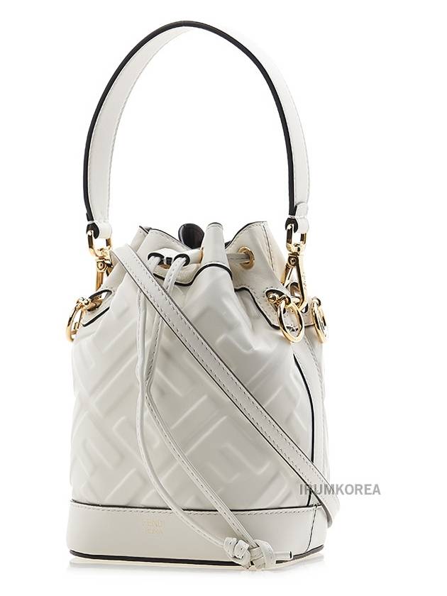 Mon Tresor FF Motif Leather Mini Bucket Bag White - FENDI - BALAAN 3