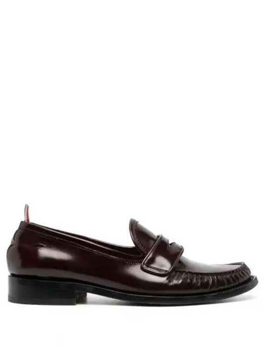 Pleated Leather Penny Loafers Burgundy - THOM BROWNE - BALAAN 2