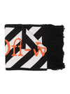 Logo Diag Stripe Wool Fringe Muffler Black - OFF WHITE - BALAAN.