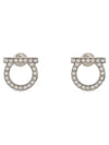 Gancini Crystal Large Earrings Silver - SALVATORE FERRAGAMO - BALAAN 4