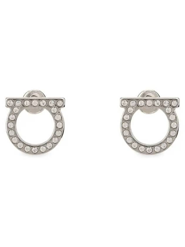 Gancini Crystal Large Earrings Silver - SALVATORE FERRAGAMO - BALAAN 4