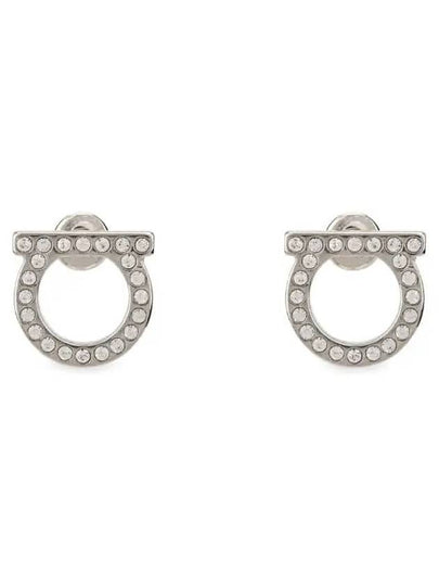 Gancini Crystal Large Earrings Silver - SALVATORE FERRAGAMO - BALAAN 2