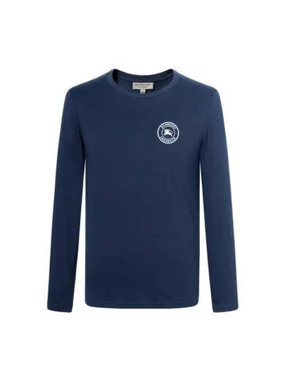 Men's Embroidered Cotton Long Sleeve T-Shirt Navy - BURBERRY - BALAAN 2