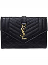 Matelasse Monogram Envelope Small Half Wallet Black - SAINT LAURENT - BALAAN 2