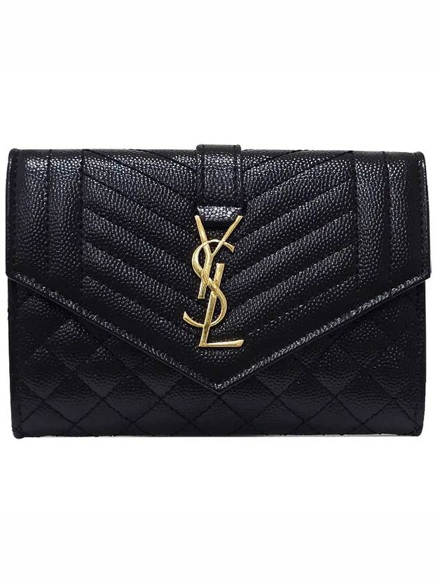 Matelasse Monogram Envelope Small Half Wallet Black - SAINT LAURENT - BALAAN 4