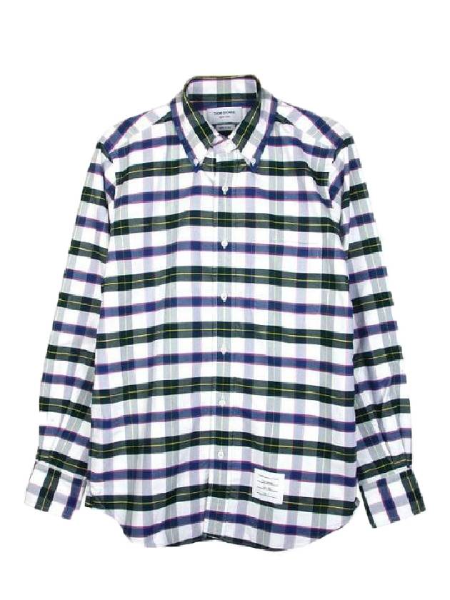 Oxford Tartan Check Cotton Long Sleeve Shirt - THOM BROWNE - BALAAN 3