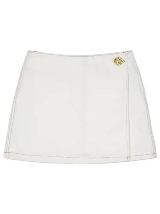 White Denim Mini Skirt Bright Women s - GANNI - BALAAN 1