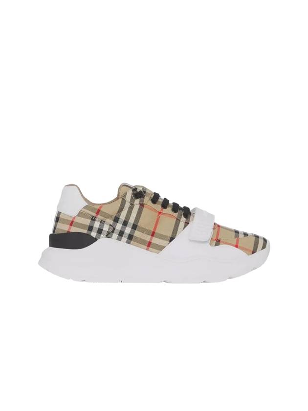 Vintage Check And Leather Sneakers White Archive Beige - BURBERRY - BALAAN 4