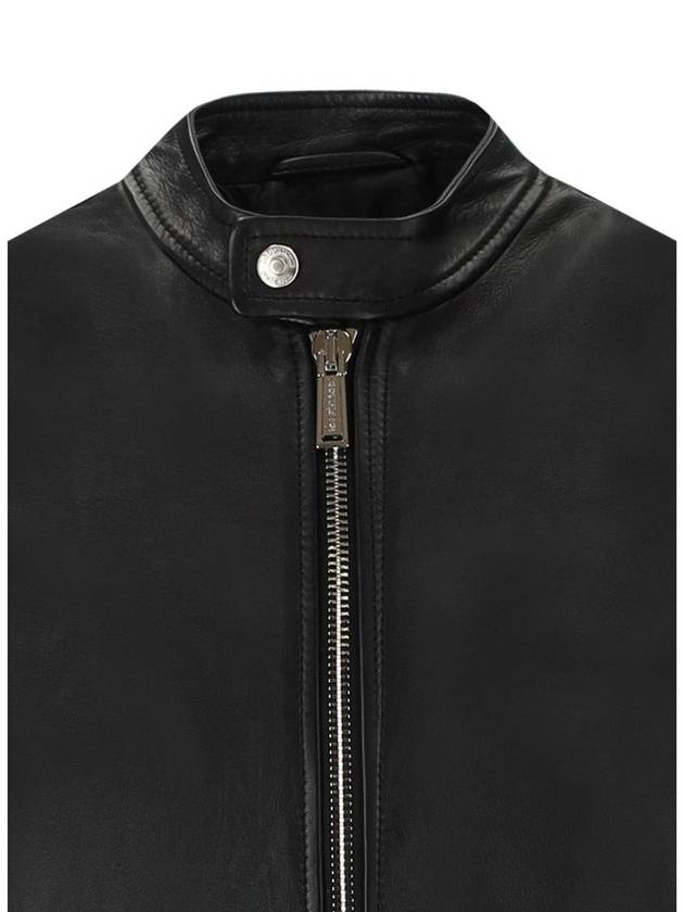 biker zipper leather jacket black - DSQUARED2 - BALAAN 4