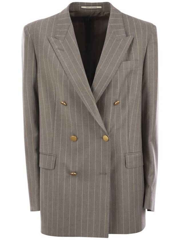 Stretch wool double-breasted pinstripe blazer - TAGLIATORE - BALAAN 1