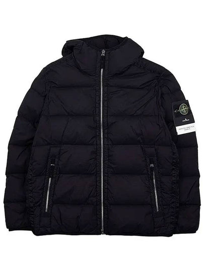 Seamless Logo Nylon Hooded Padded Jacket Black - STONE ISLAND - BALAAN 2