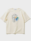 Face flower embroidery short sleeve t shirt cream - FFEFF STUDIO - BALAAN 1