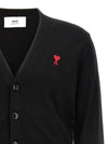 Red Heart Logo Merino Wool Cardigan Black - AMI - BALAAN 4